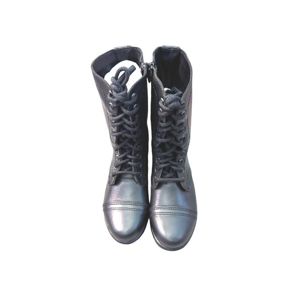 Steve Madden Troopa Black Leather Combat Boots Women Size 5.5 NWOB - Picture 7 of 10